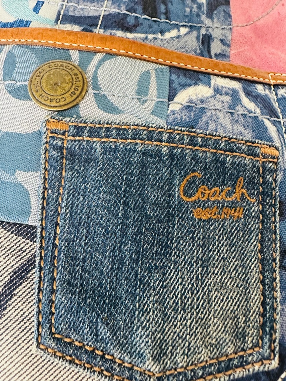 Vintage Coach Ergo Denim Patchwork Hobo Style Bag - Picture 8 of 11